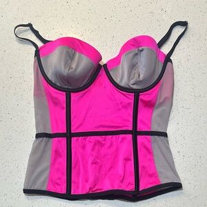 Victoria’s Secret Pink and Gray Bustier Top with boning - pre-loved /GUC